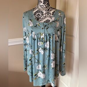 *NWT* Bestbee, Women’s Floral, Blue, peasant Top, size XXL